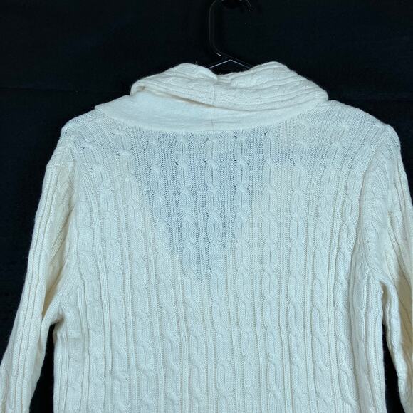 Ann Taylor Loft Womans Sweater Cream Shawl Collar Rabbit Hair Blend Button M - Picture 11 of 12